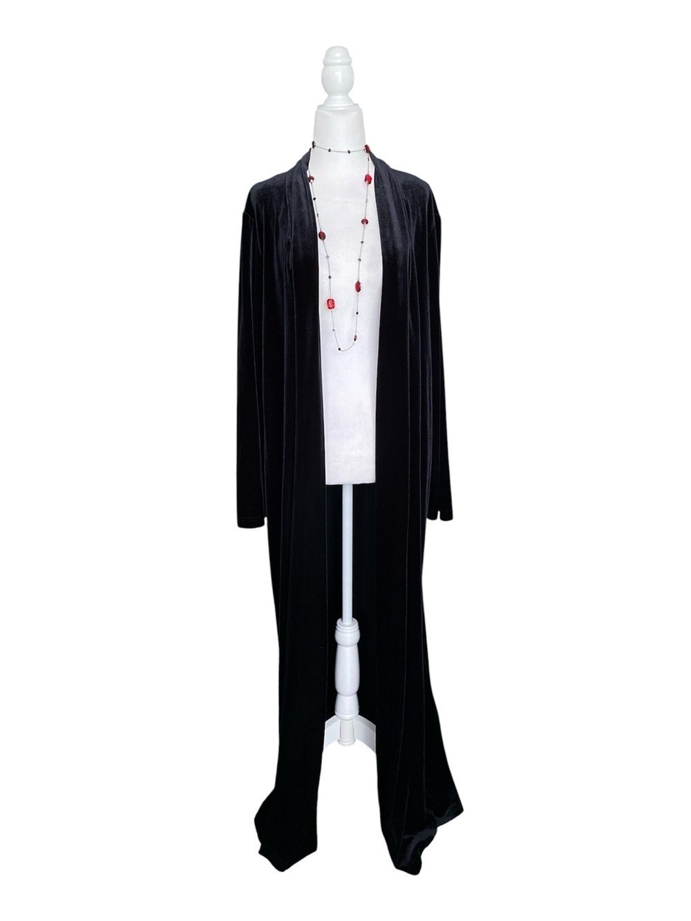 Black Velvet Long Open Robe - Women Intimates & Sleepwear